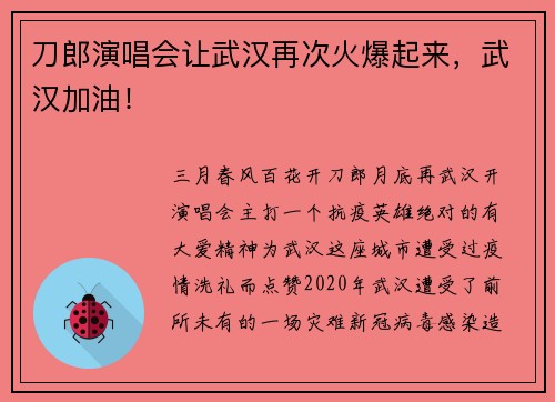 刀郎演唱会让武汉再次火爆起来，武汉加油！